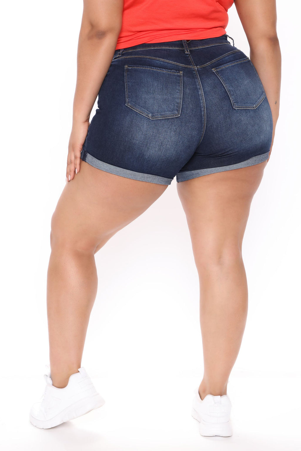 No Muffin Top Denim Shorts - Dark Denim