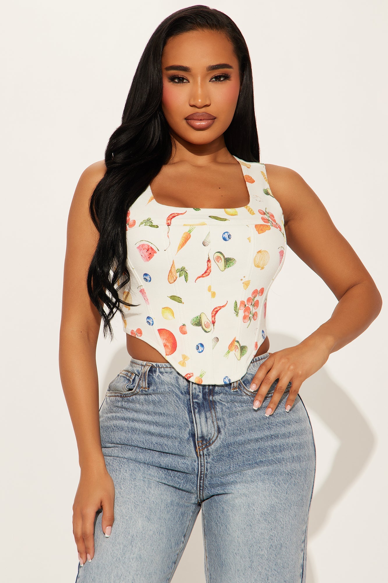 Dinner Is Served Corset Top - White/combo
