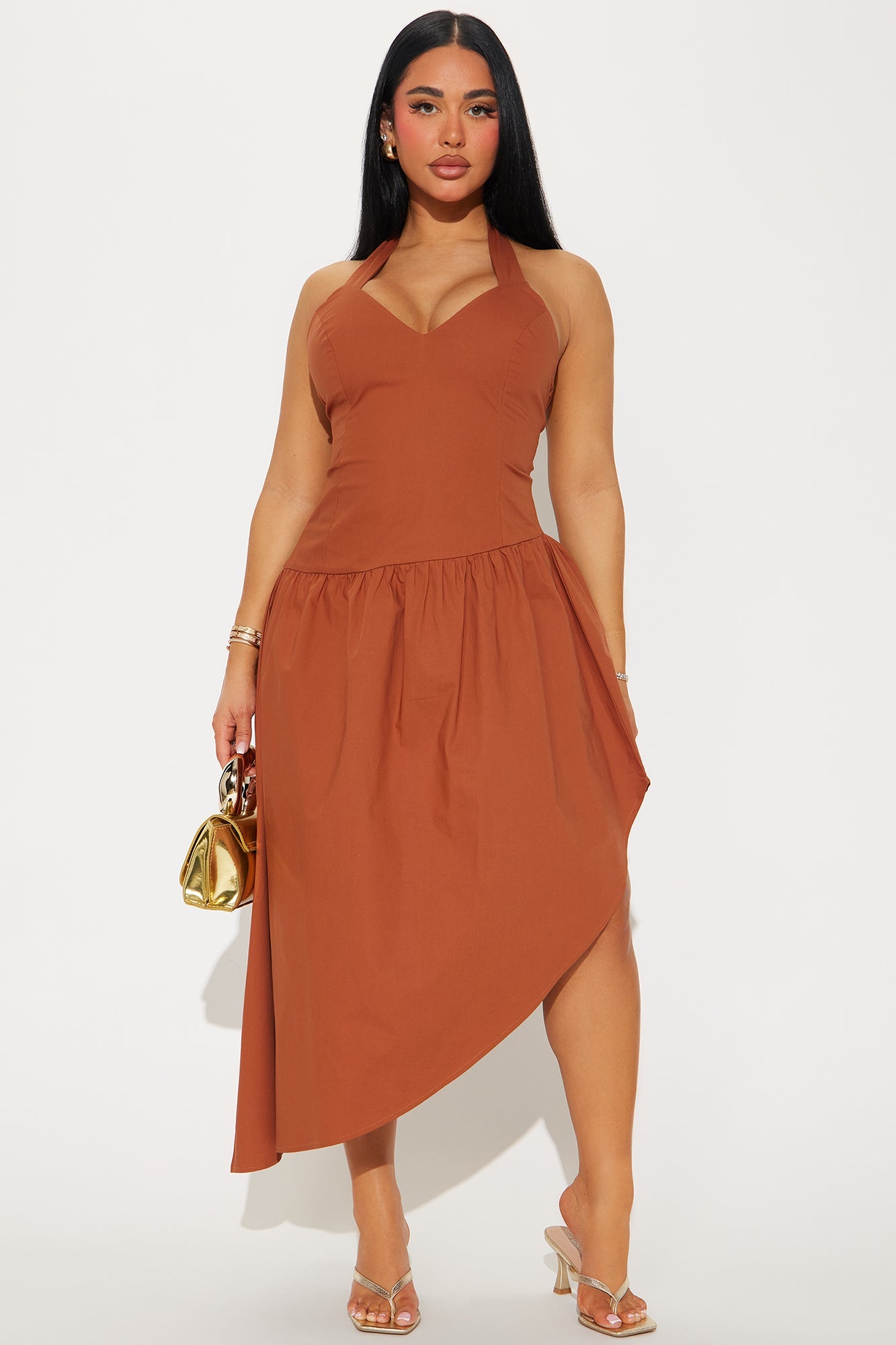 Madison Drop Waist Midi Dress - Chocolate