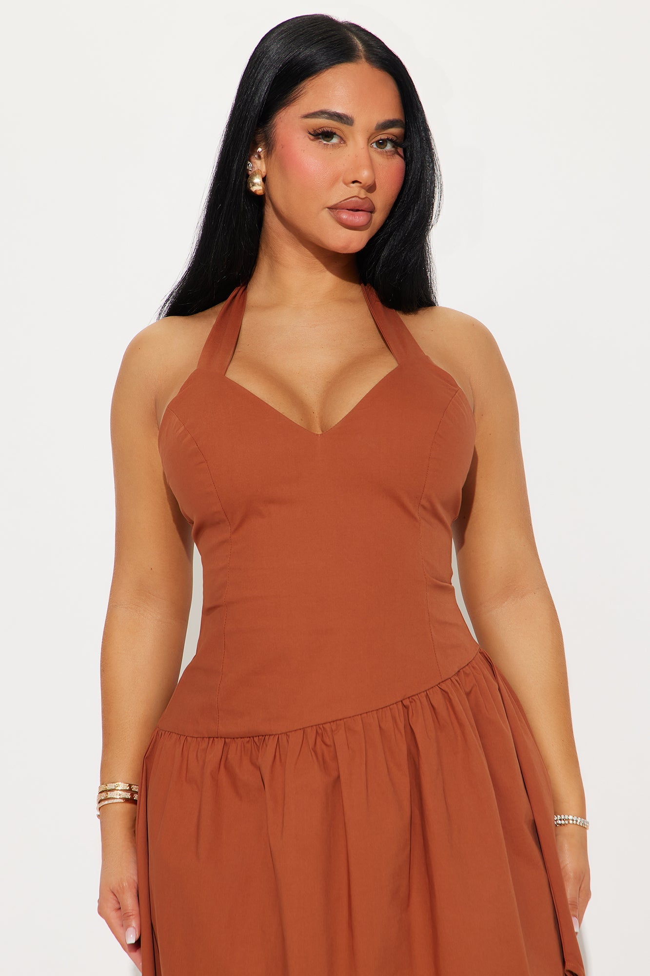 Madison Drop Waist Midi Dress - Chocolate