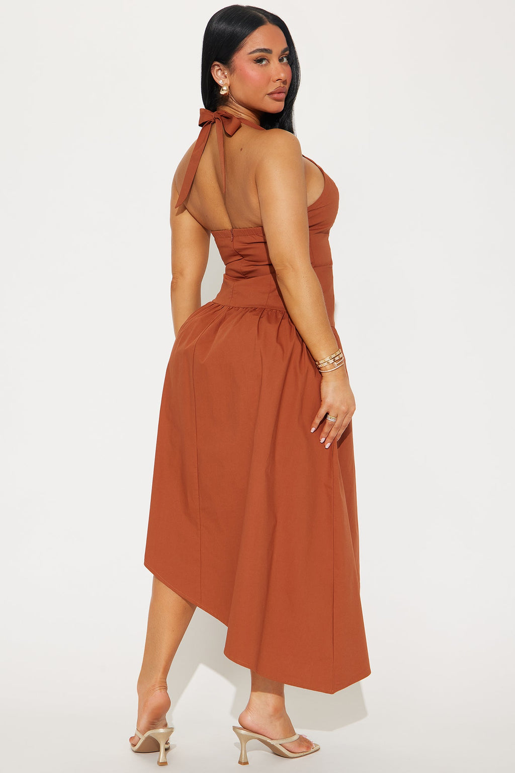 Madison Drop Waist Midi Dress - Chocolate