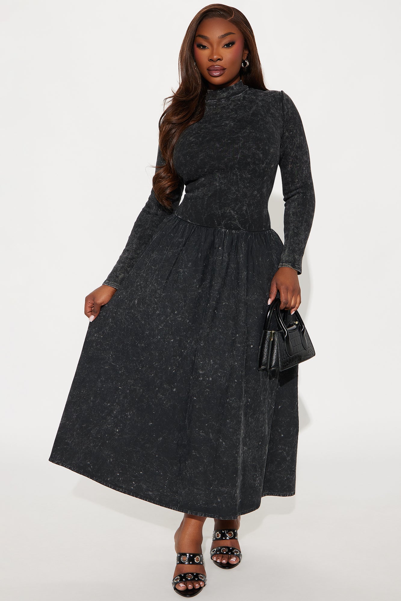 Jackie Washed A Line Maxi Dress - Black