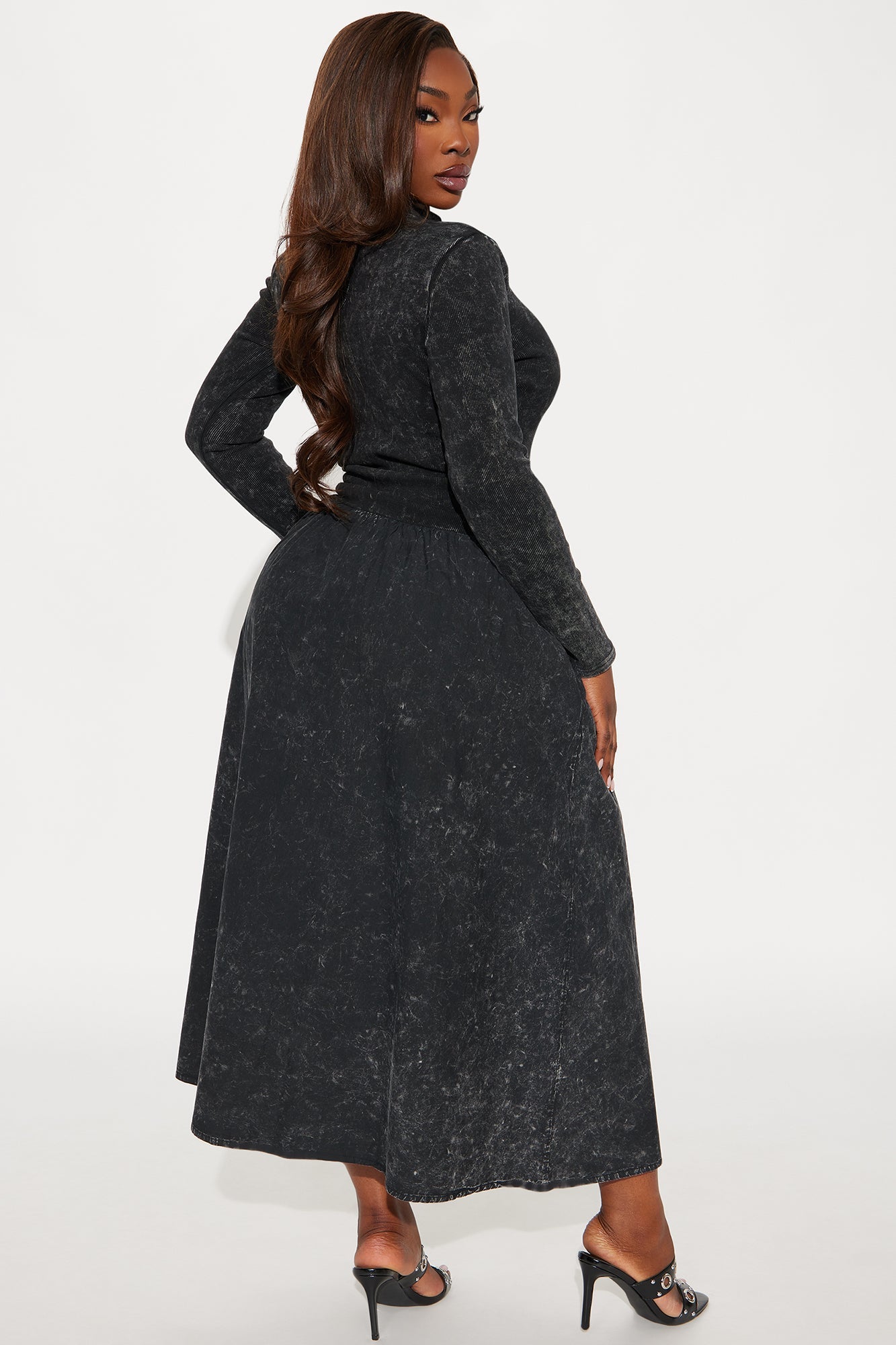 Jackie Washed A Line Maxi Dress - Black