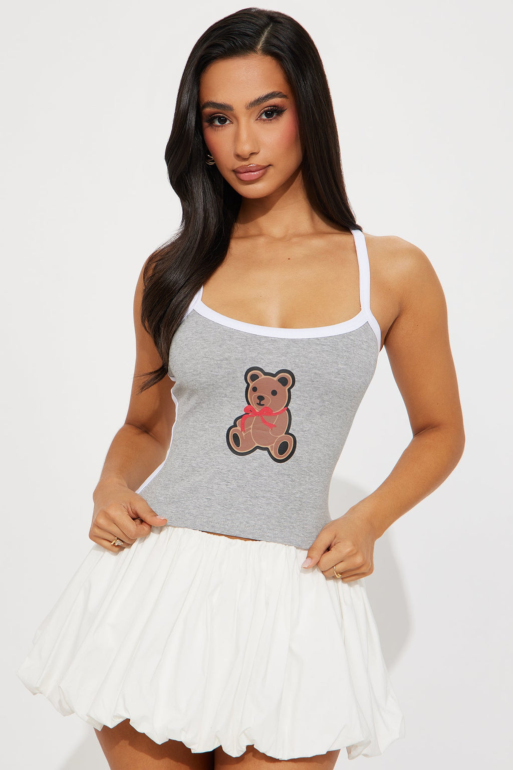 Beary Cute Cropped Cami - Heather Grey