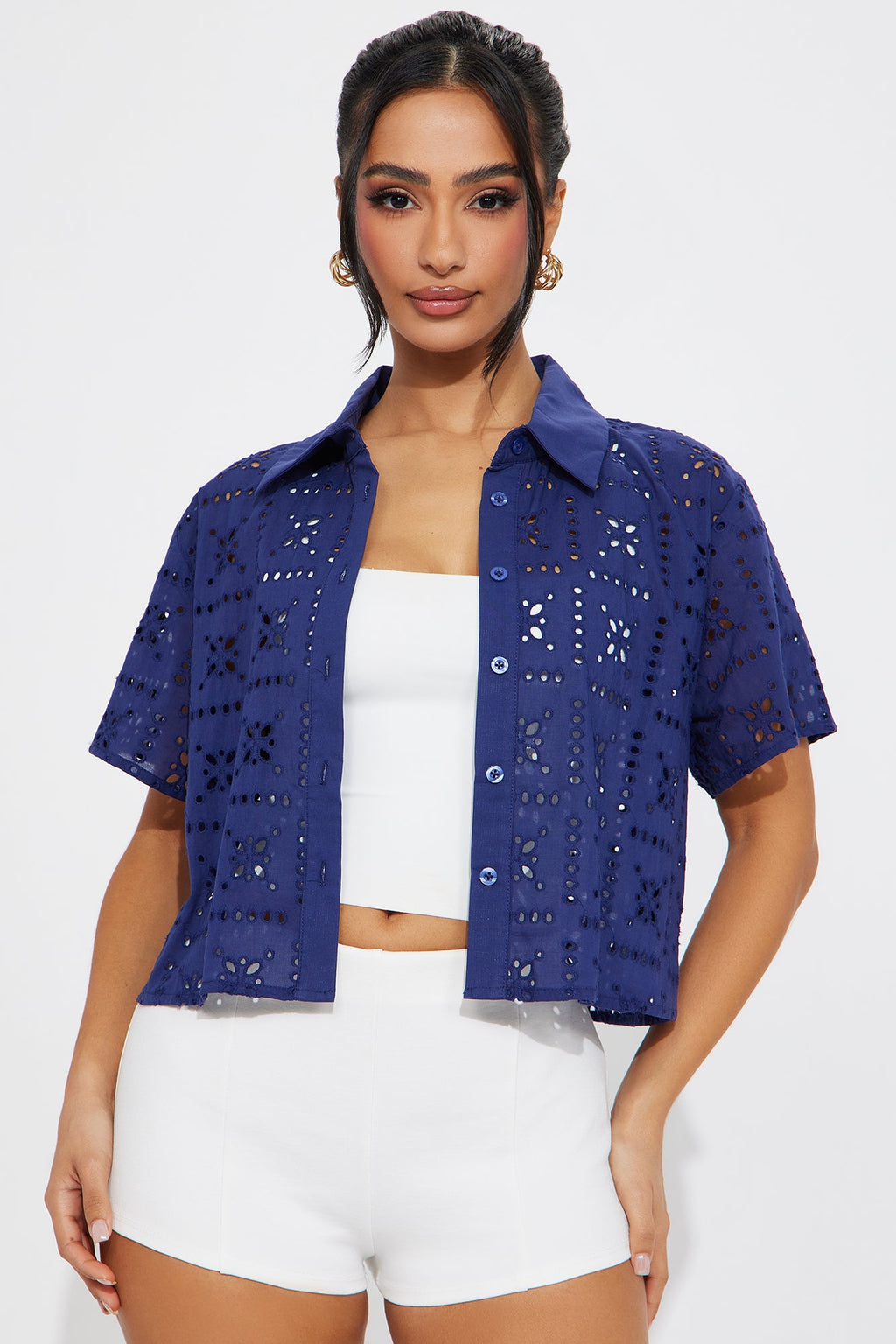 Effortless Eyelet Shirt - Navy