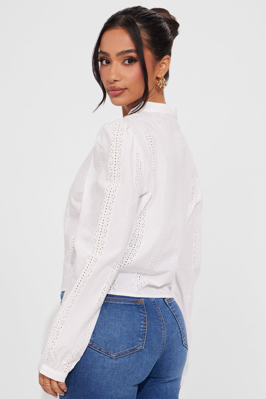 Reezy Eyelet Blouse Top - White