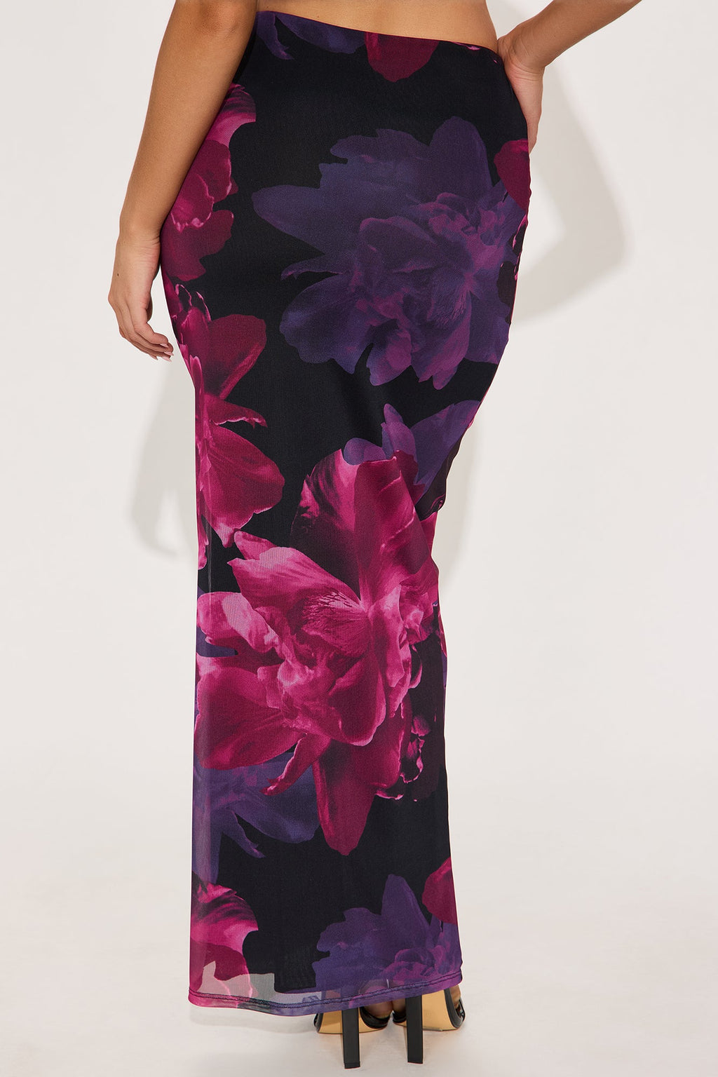 Midnight Bloom Mesh Maxi Skirt - Black/combo