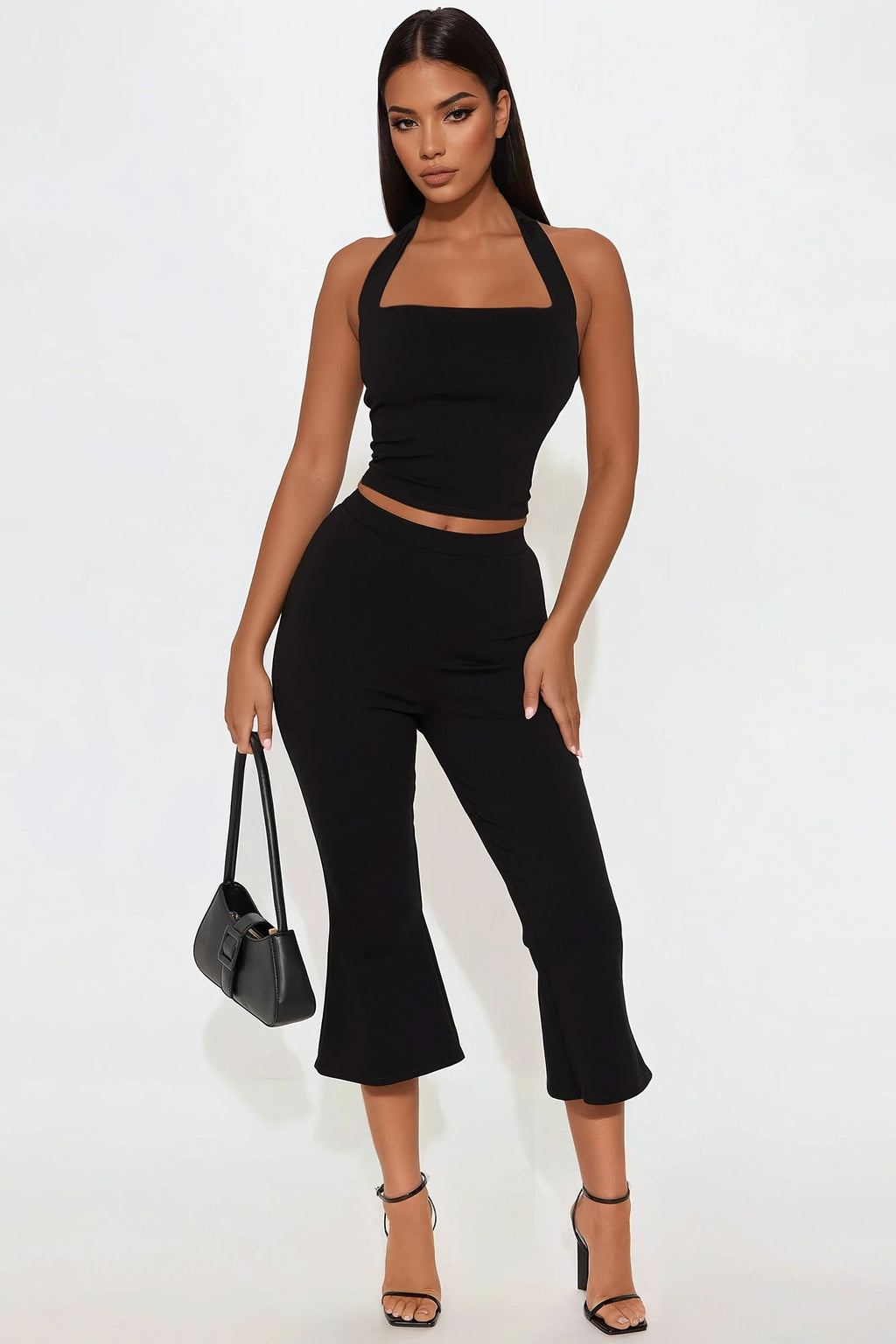 Polly Halter Capri Set - Black