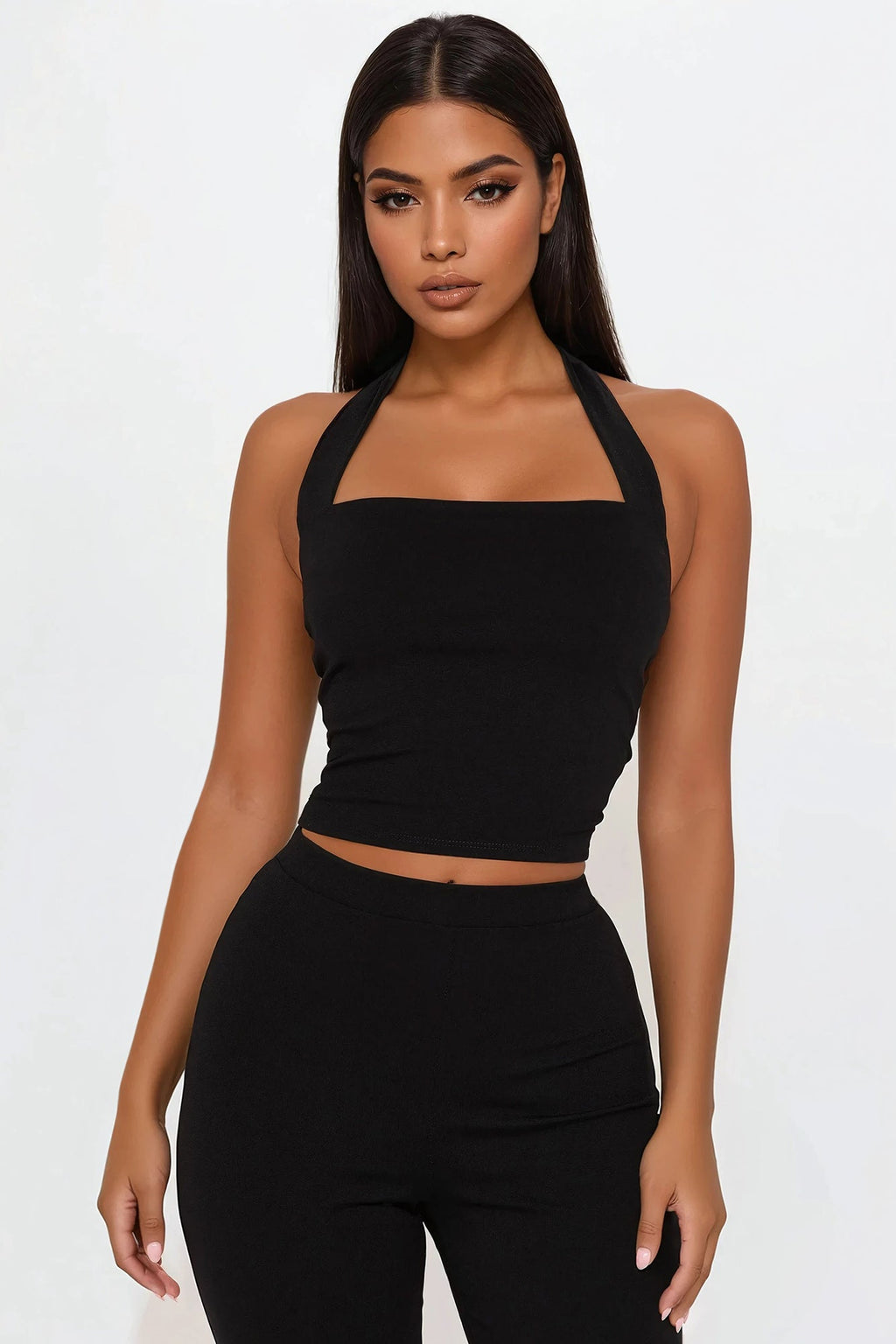 Polly Halter Capri Set - Black