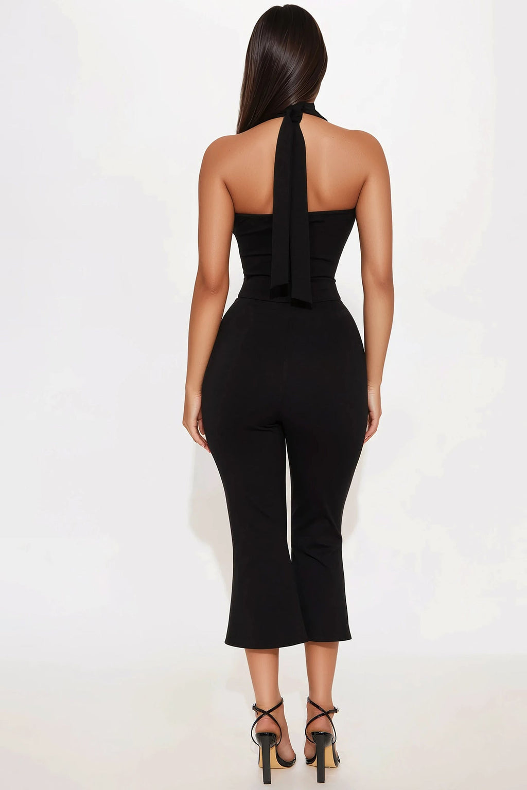 Polly Halter Capri Set - Black