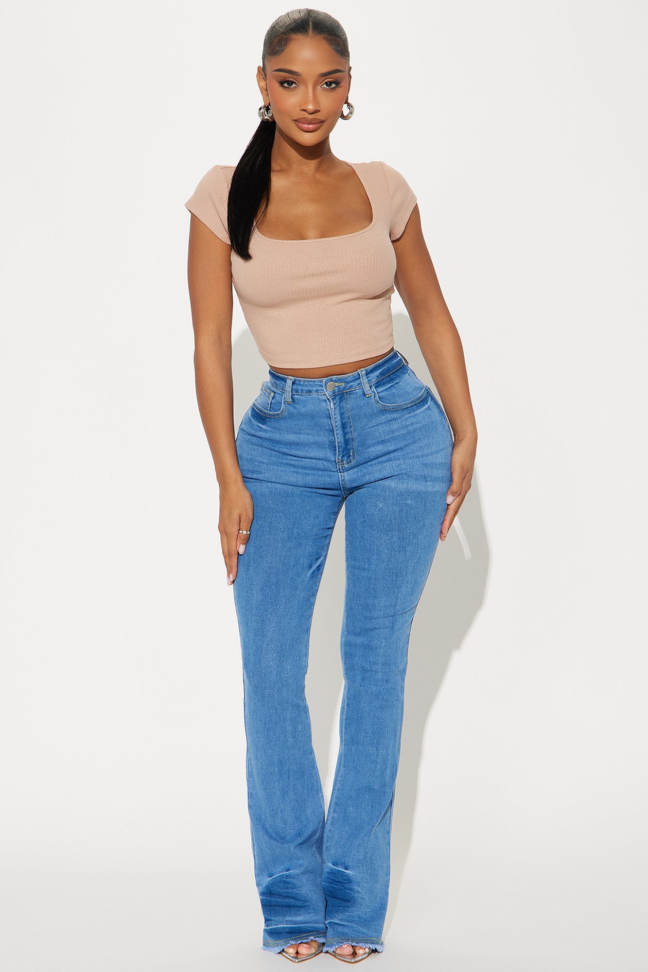 Kaylor High Stretch Flare Jeans - Medium Wash