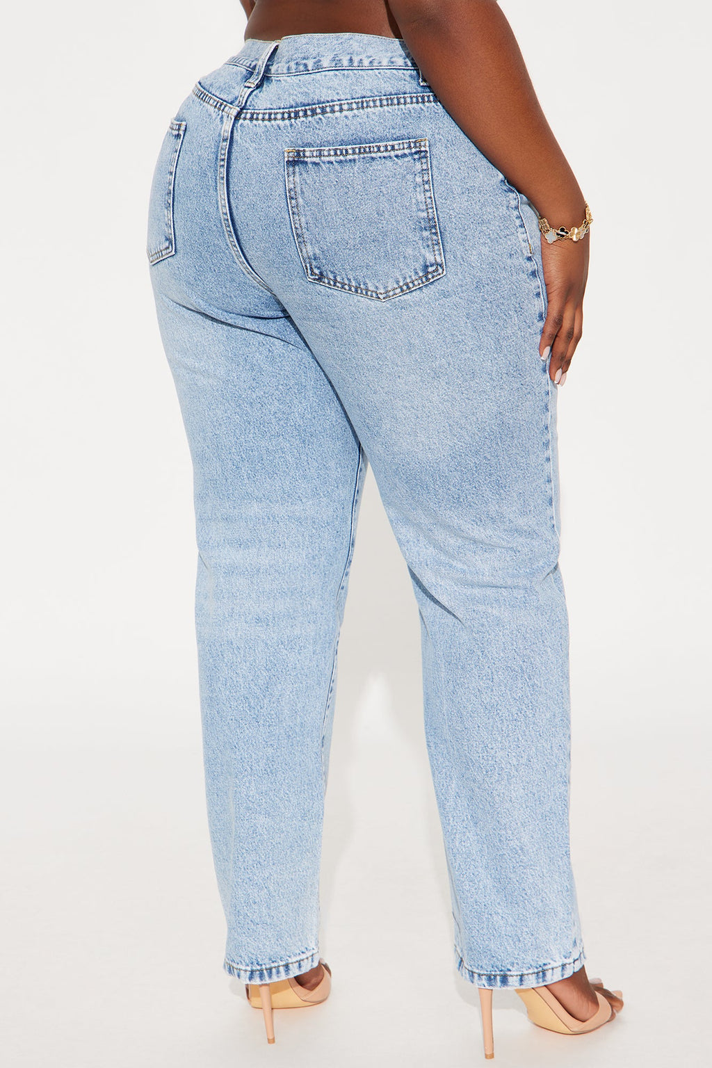 90s Crossover Straight Leg Jeans - Light Blue