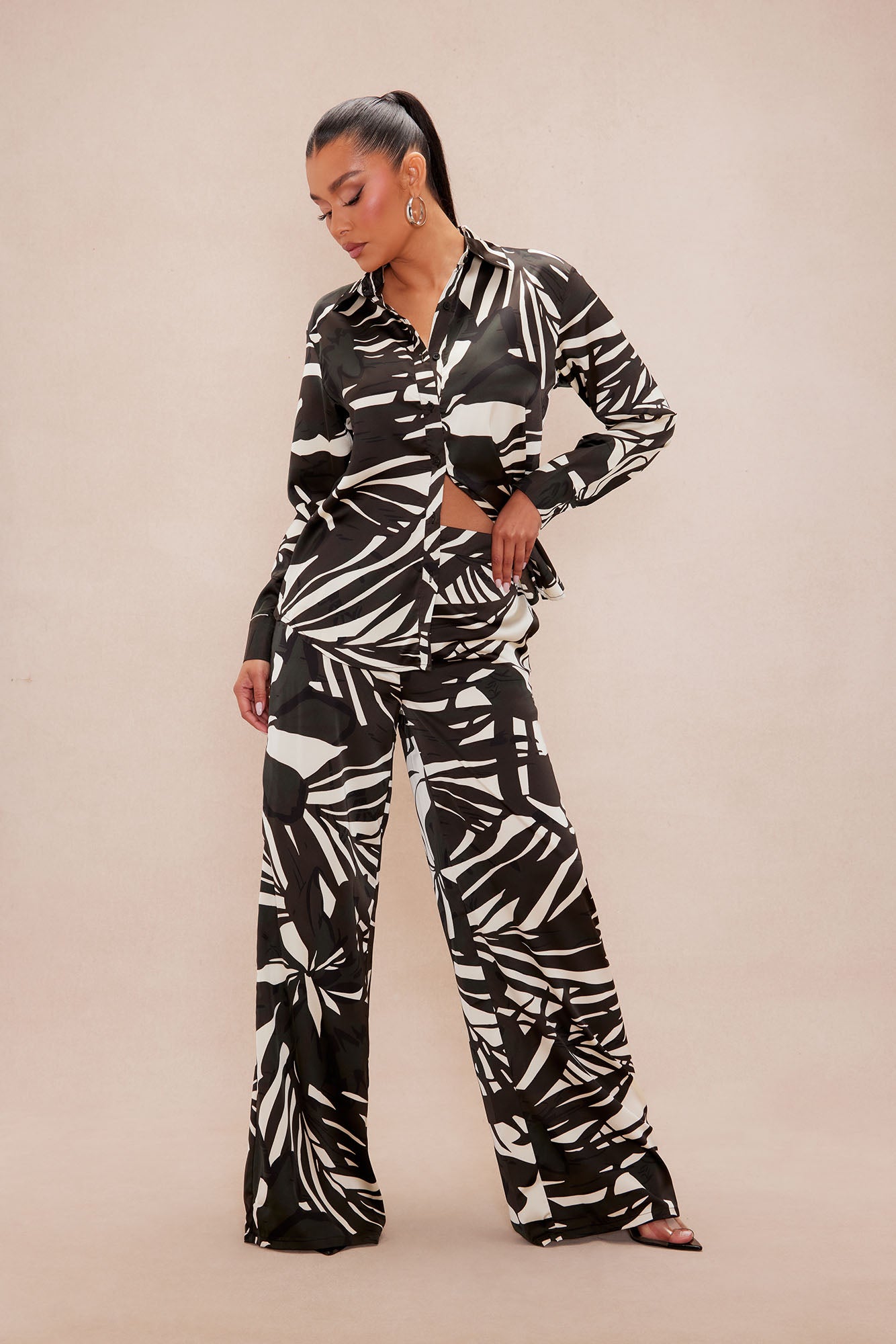 Sasha Satin Pant Set - Black/combo