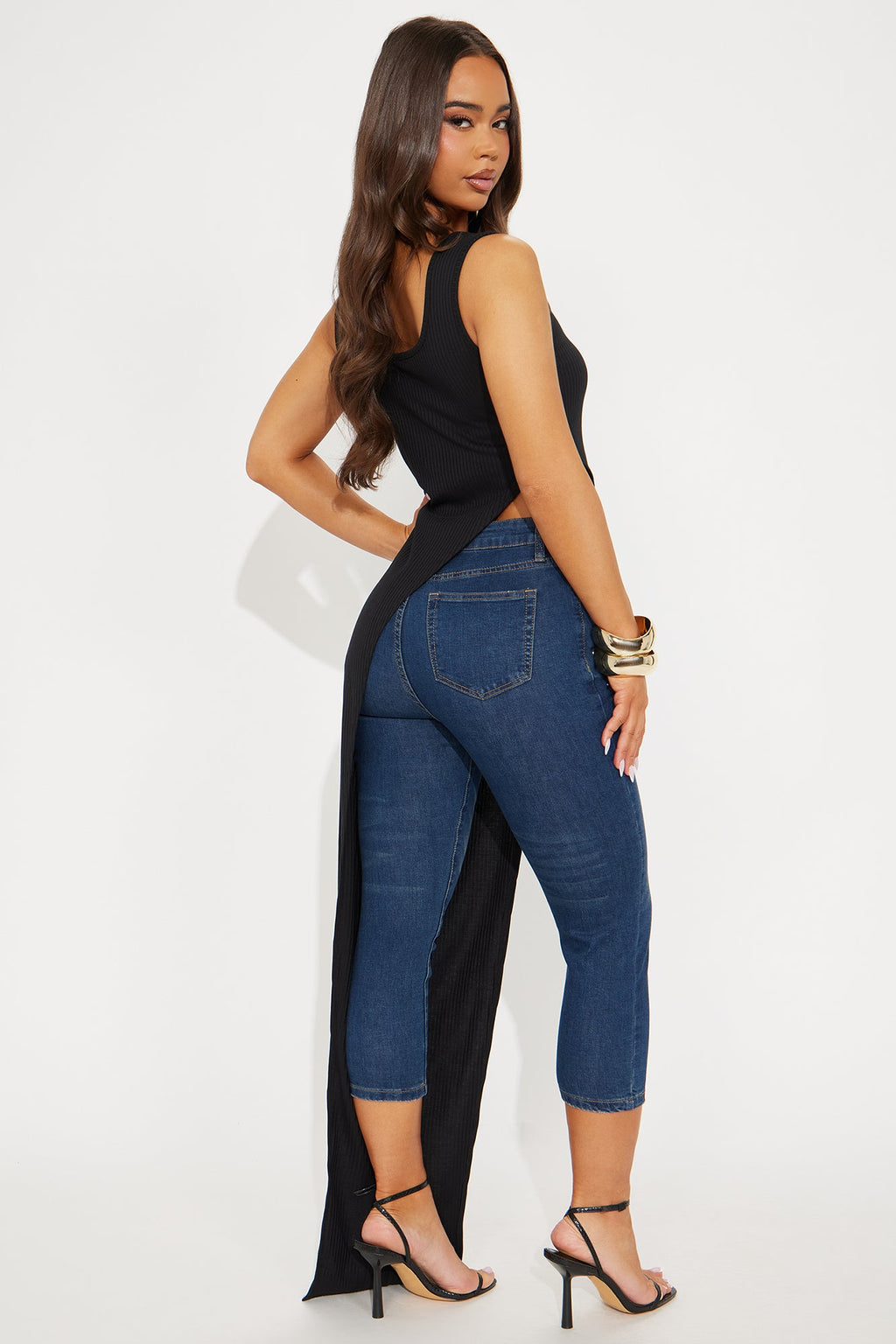 Never Ordinary Long Ribbed Asymmetrical - Black