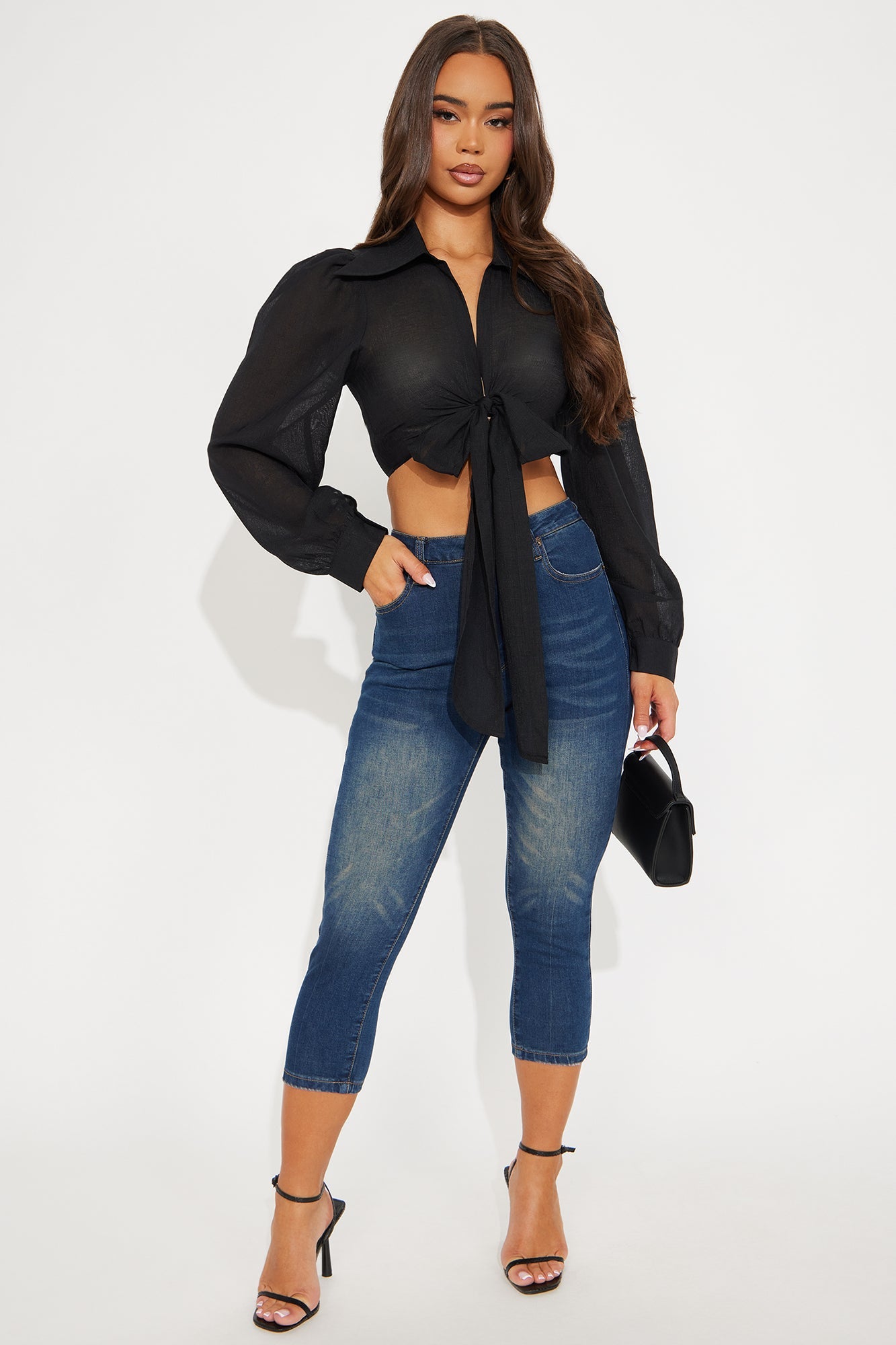 Breezy Confidence Linen Top - Black