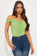 New Views Off Shoulder Top - Green