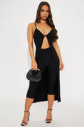 Stepping Out Longline Top - Black
