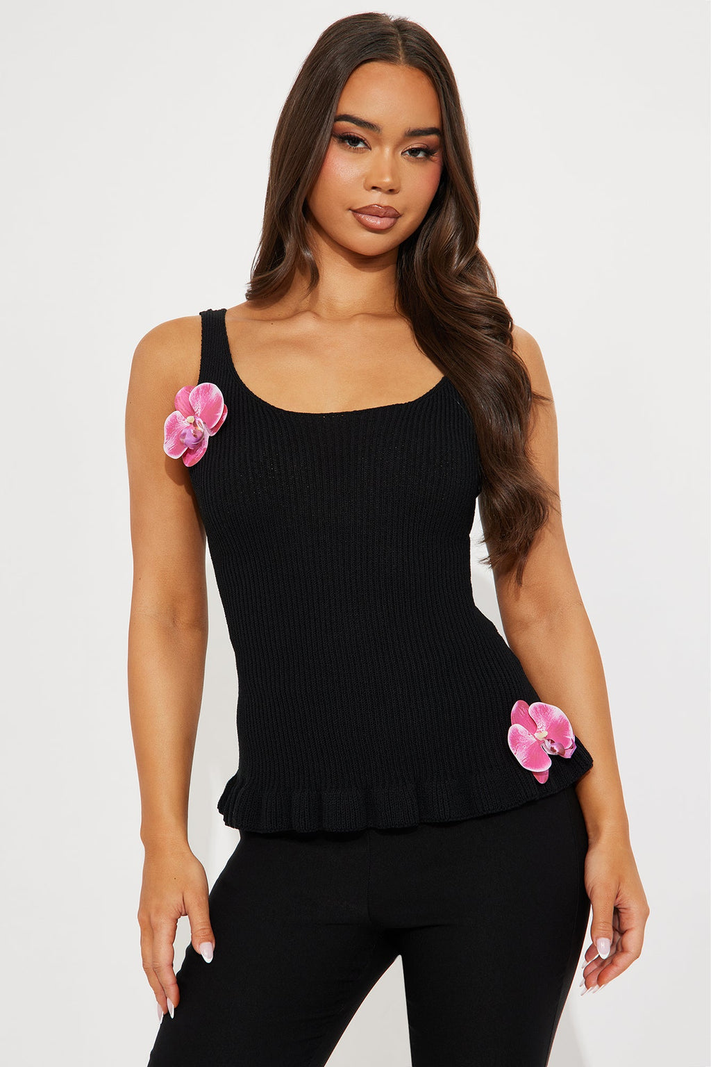 Orchid Bloom Top - Black