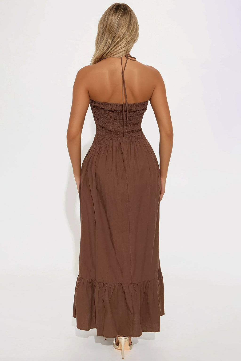 Kylie Halter Maxi Dress - Brown