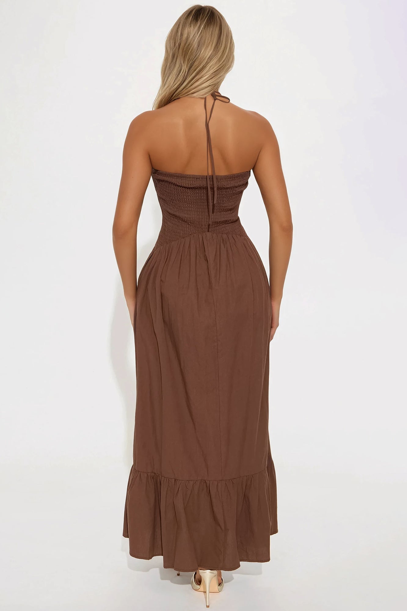 Kylie Halter Maxi Dress - Brown