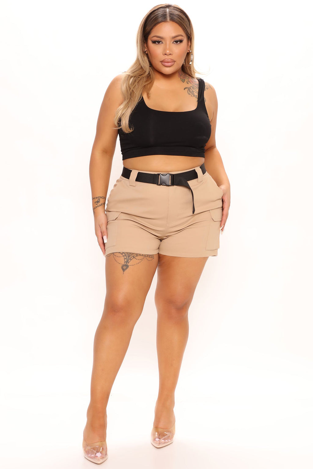 Buckle Up Cargo Shorts - Khaki