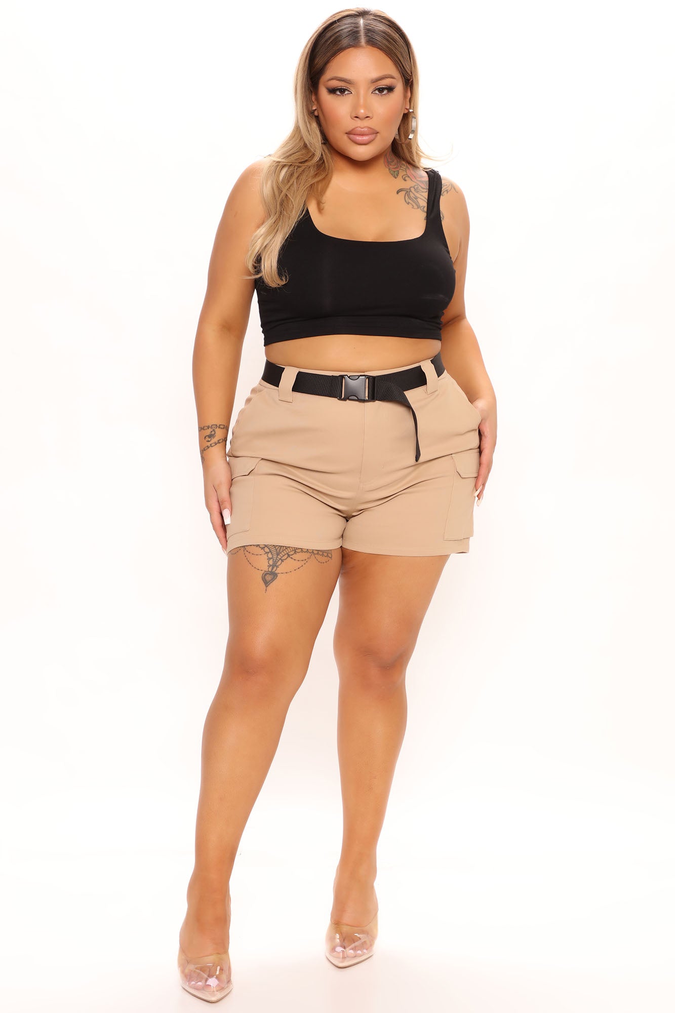 Buckle Up Cargo Shorts - Khaki