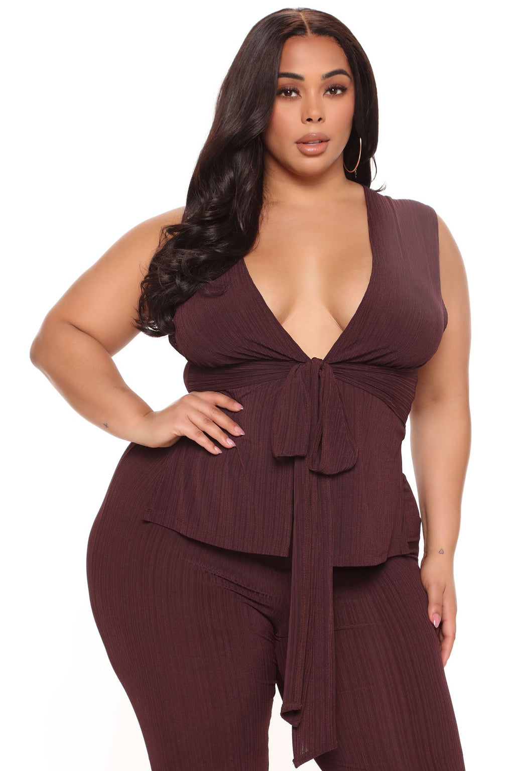 Marceline Ribbed Pant Set 33.5 - Chocolate