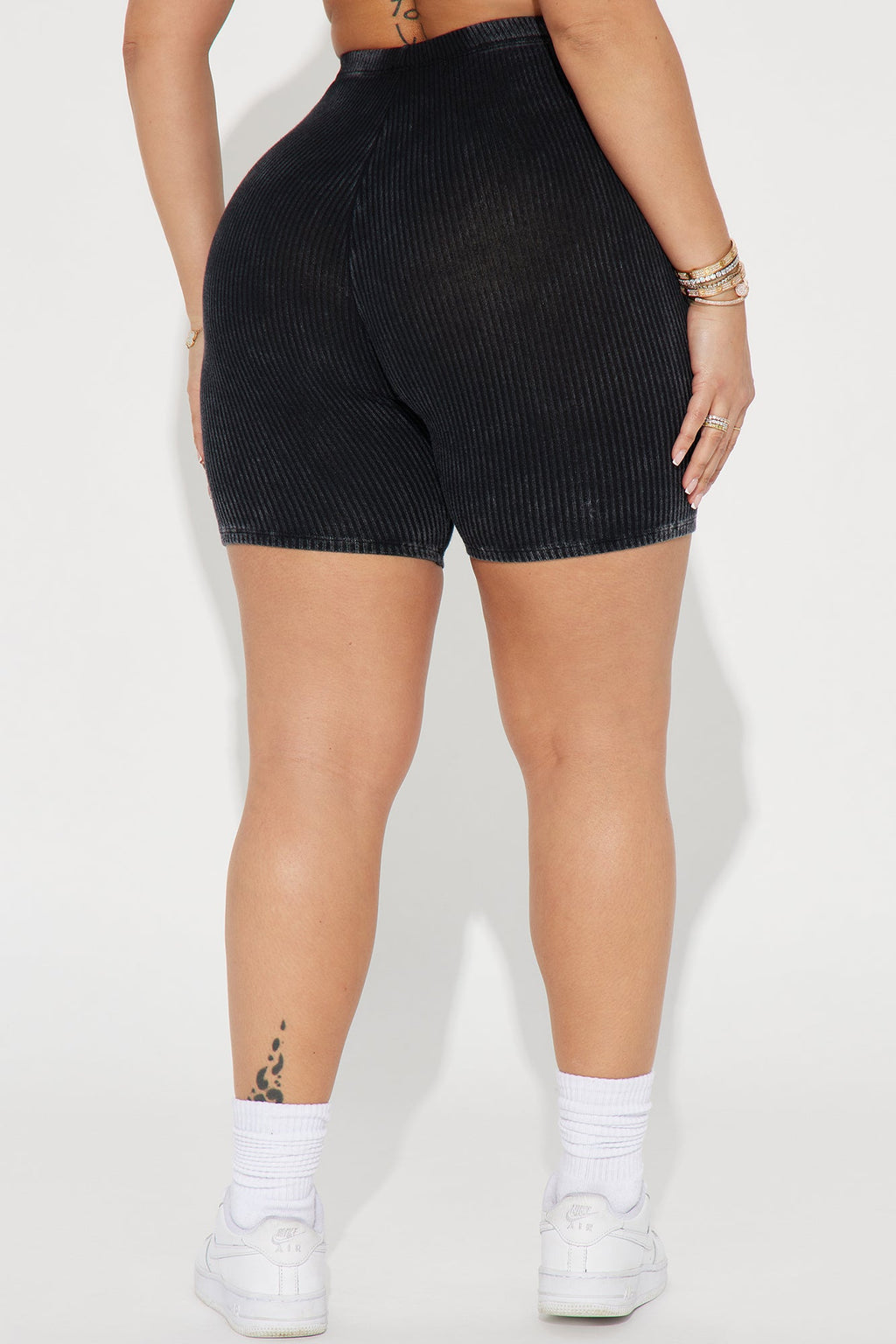 Never Too Late Washed Biker Short - Black