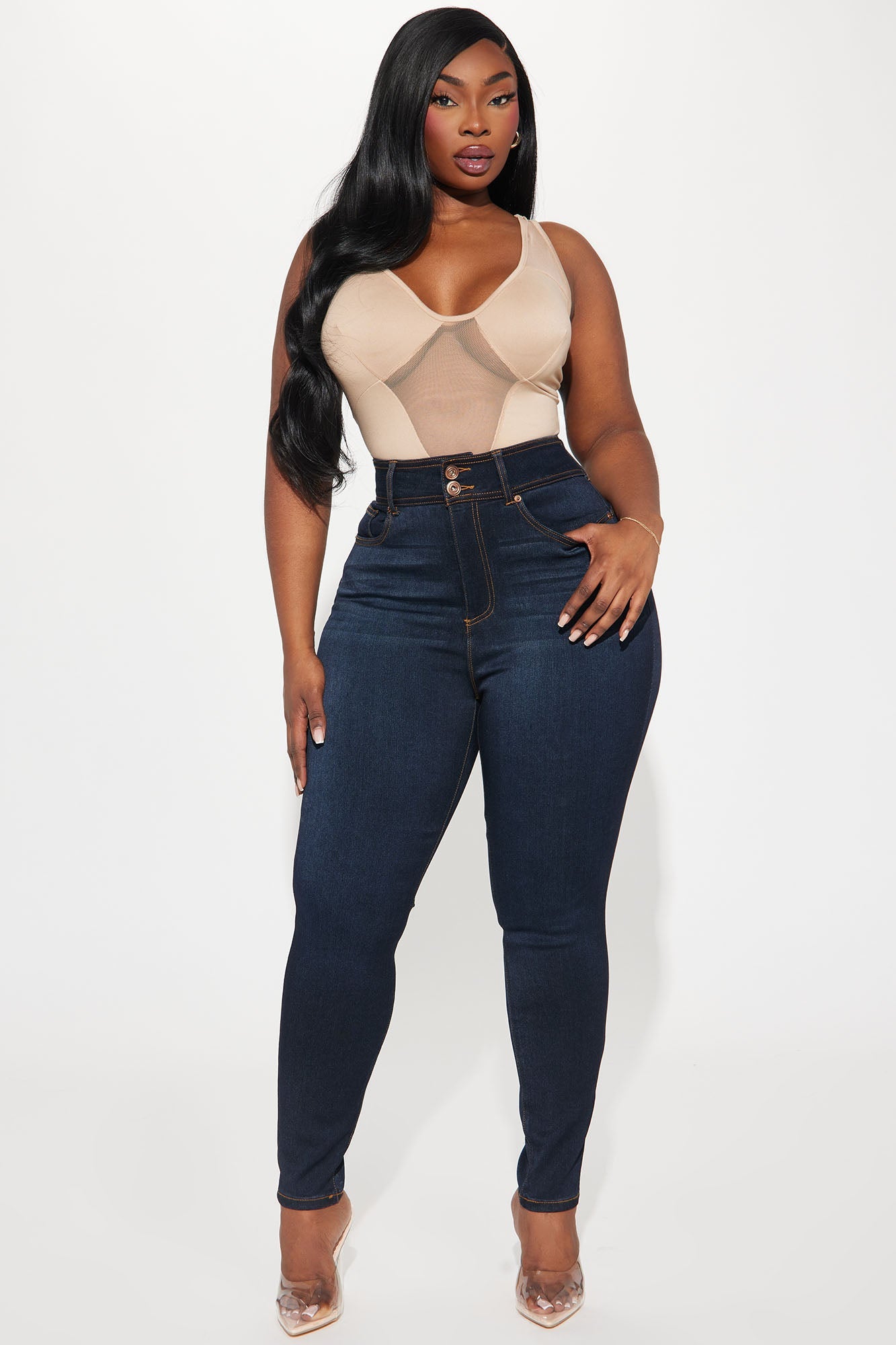 Snatch Me Tight Booty Lifter Skinny Jeans - Dark Wash