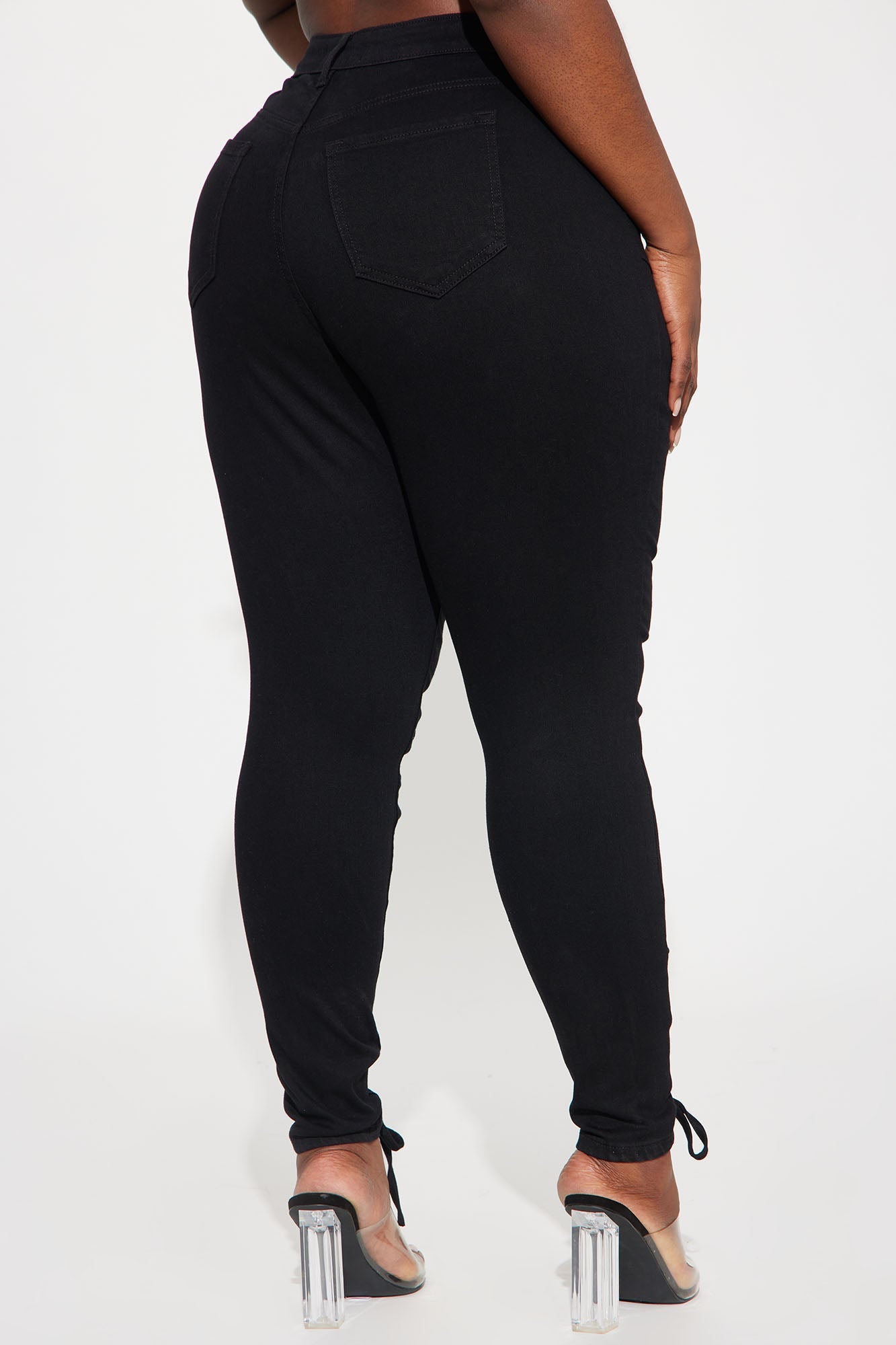 Bottle Service Lace Up Skinny Jeans - Black