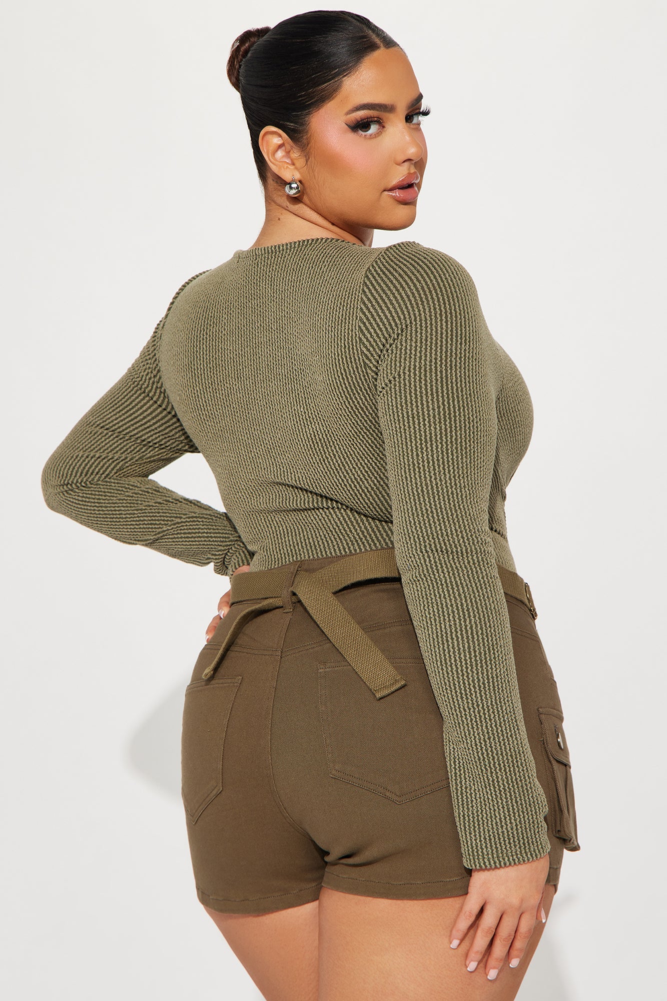 Kara Ribbed Bodysuit - Olive