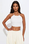 Sweetest Desire Shimmer Halter Top - Cream