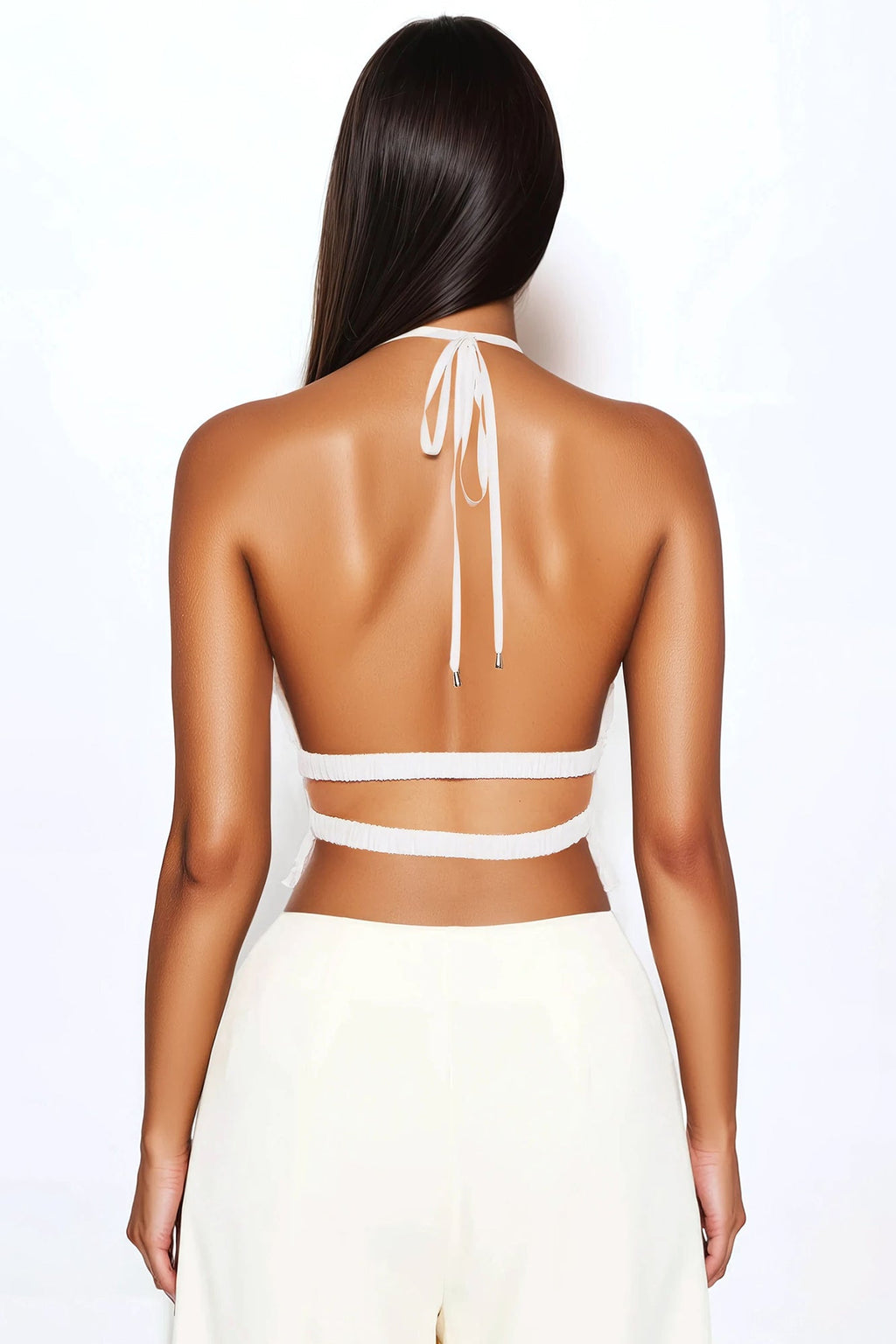 Sweetest Desire Shimmer Halter Top - Cream