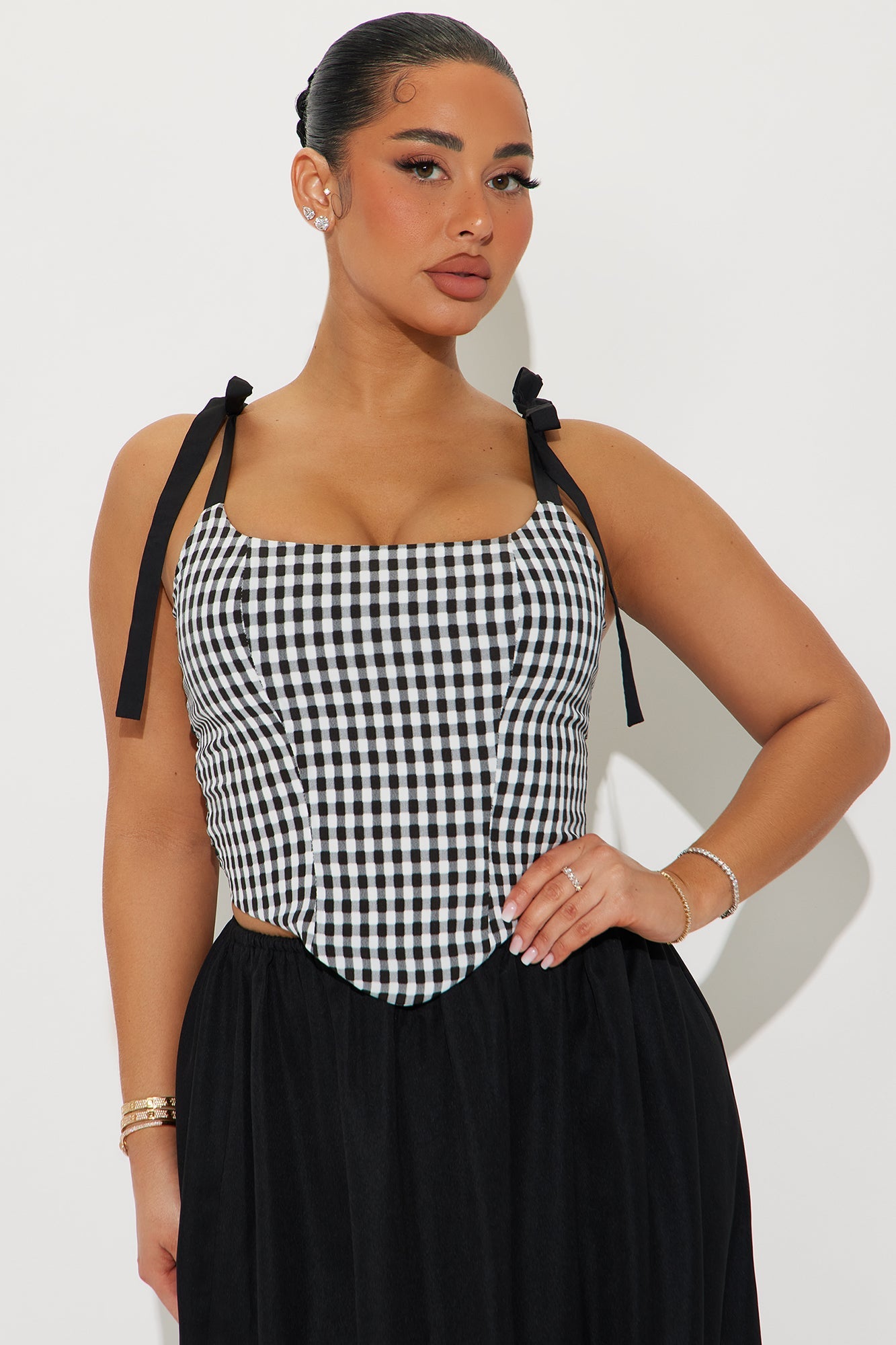 Weekend Picnic Gingham Top - Black/White