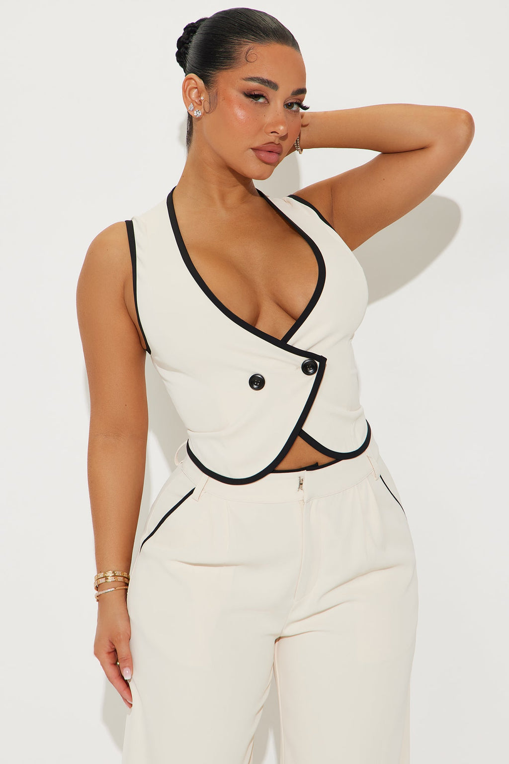 Quinn Vest Pant Set - Cream/combo