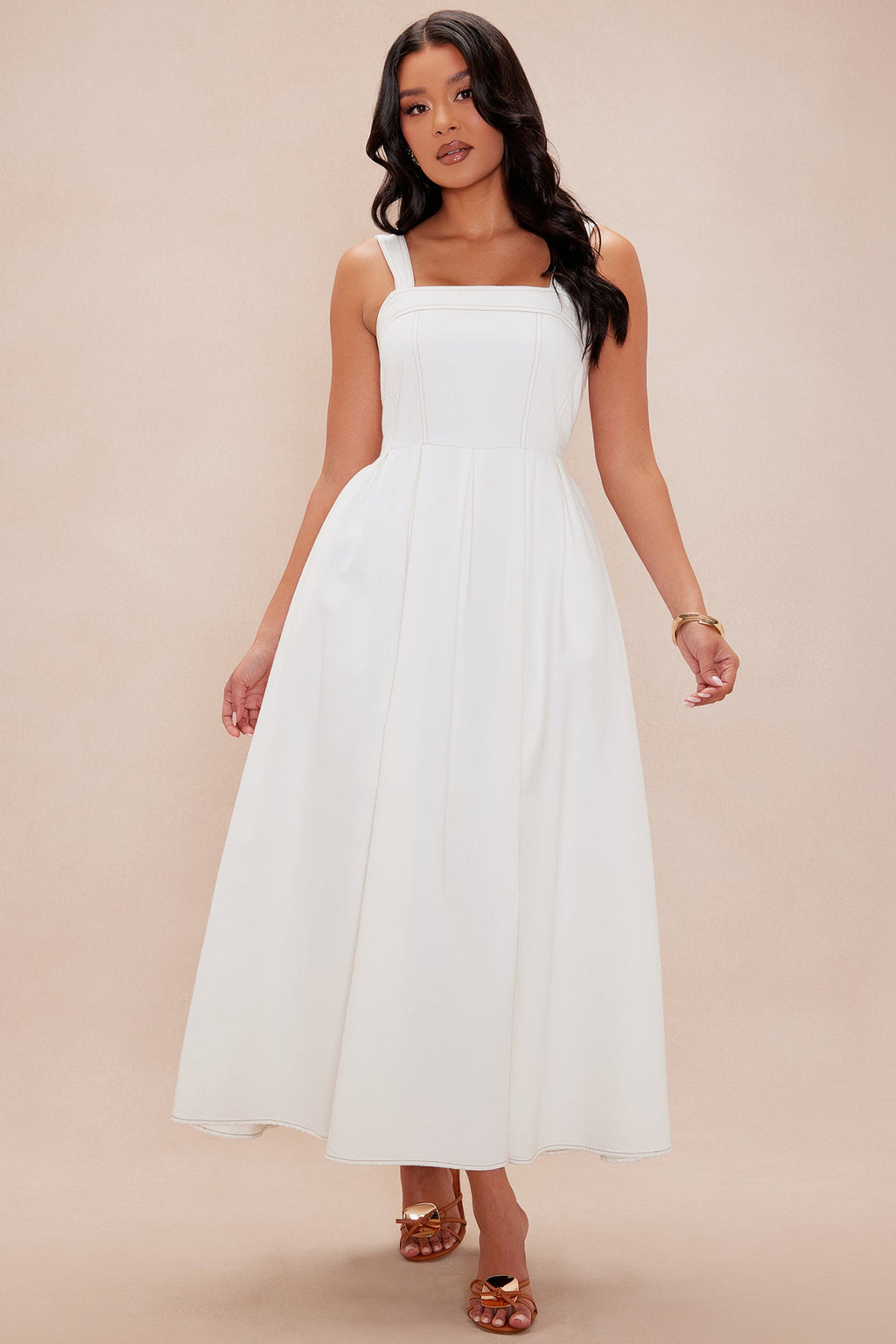 Andreah Denim Maxi Dress - White