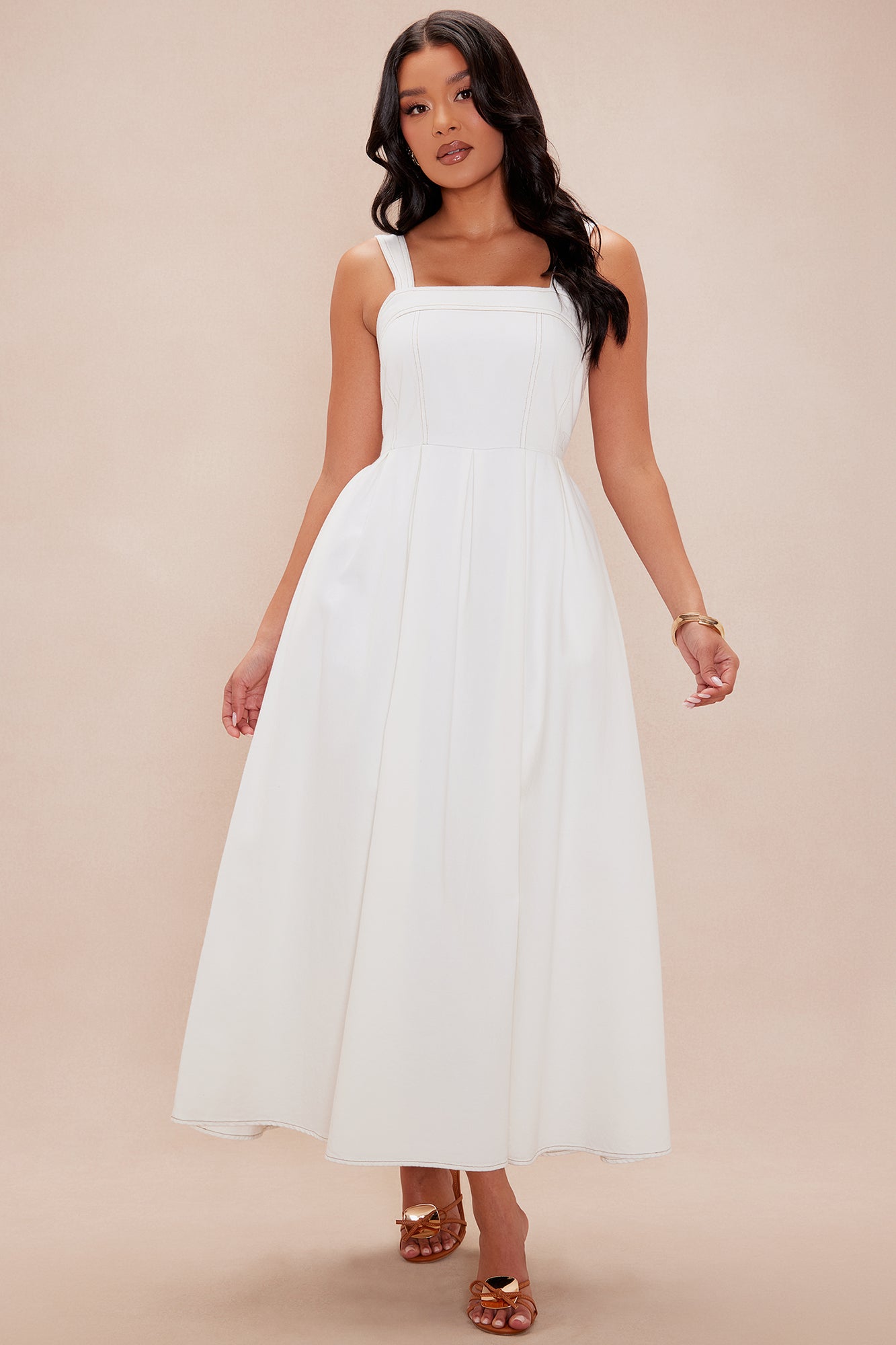 Andreah Denim Maxi Dress - White