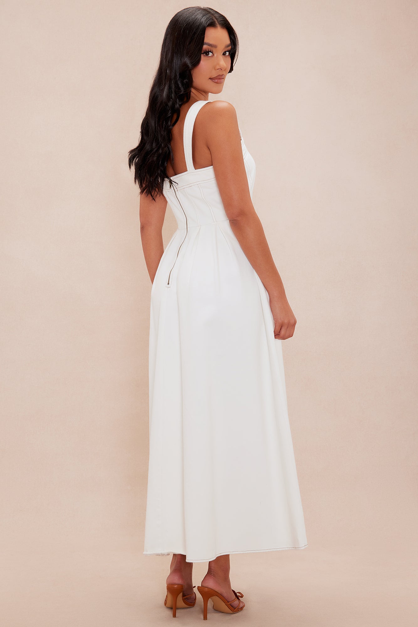 Andreah Denim Maxi Dress - White