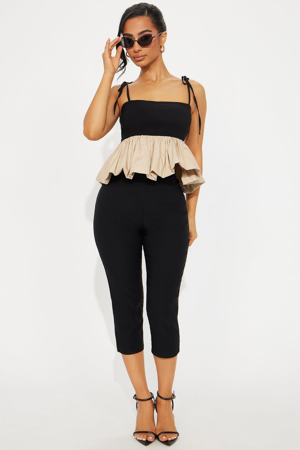 Just The Right Attitude Bubble Top - Taupe/combo