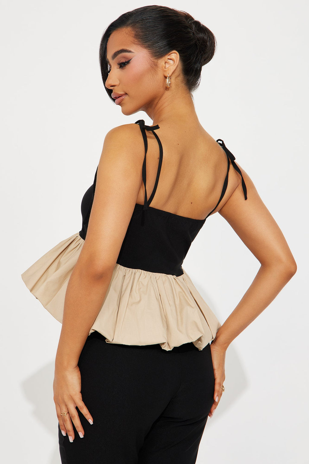 Just The Right Attitude Bubble Top - Taupe/combo