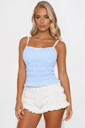 Belle Gingham Smocked Top - Blue/combo