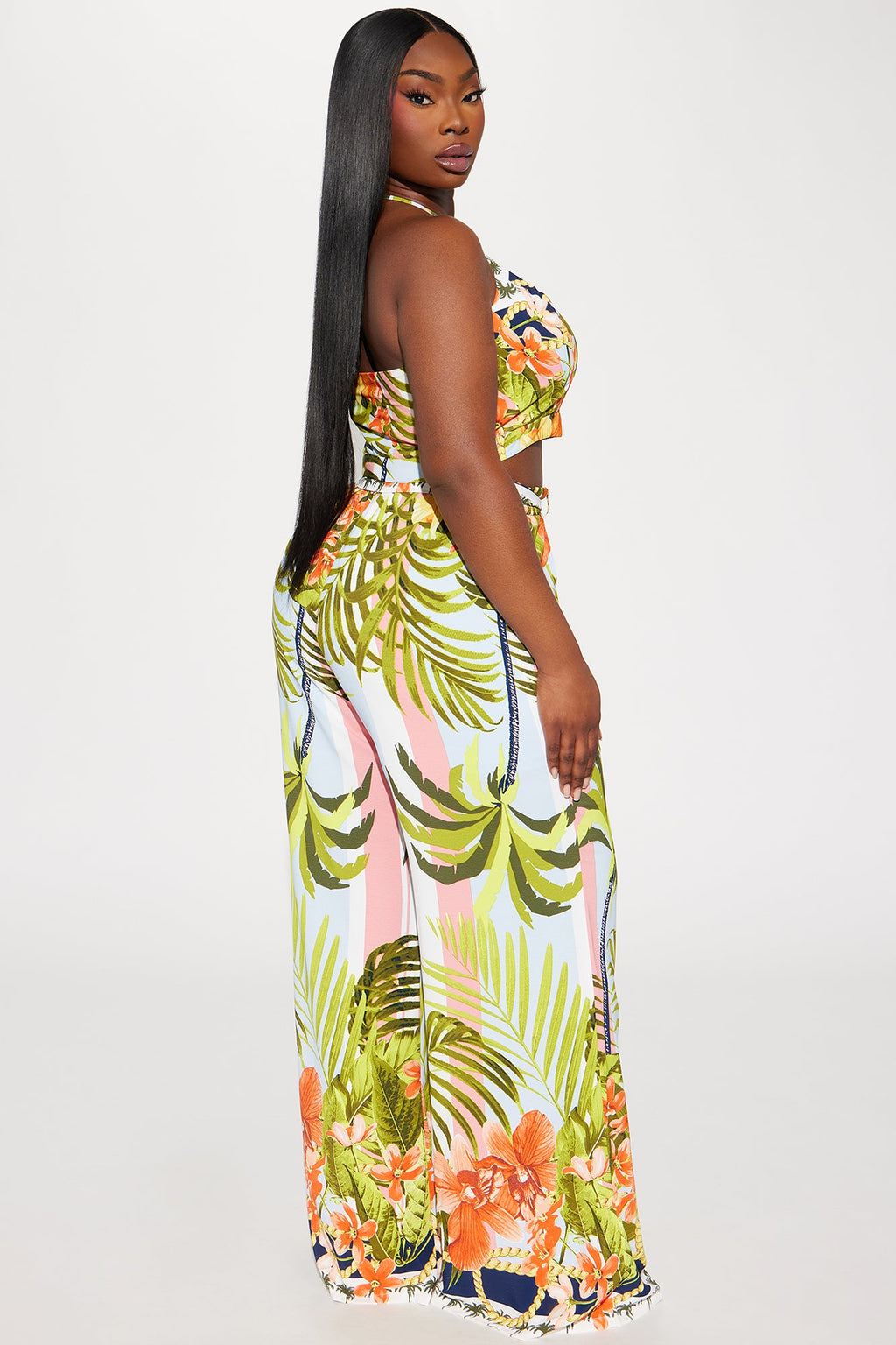 On A Vacay Tropical Pant Set - Blue/combo