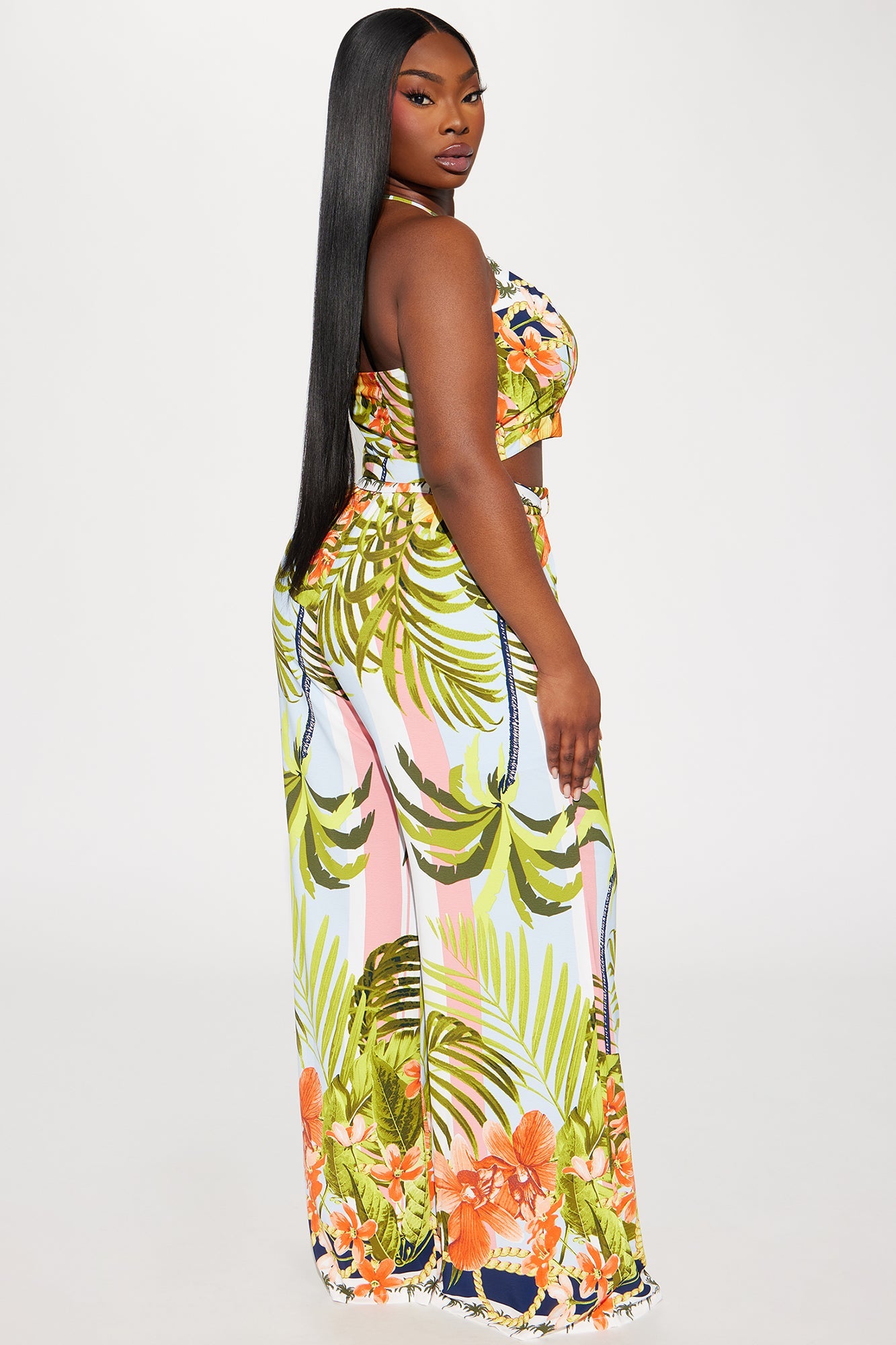 On A Vacay Tropical Pant Set - Blue/combo