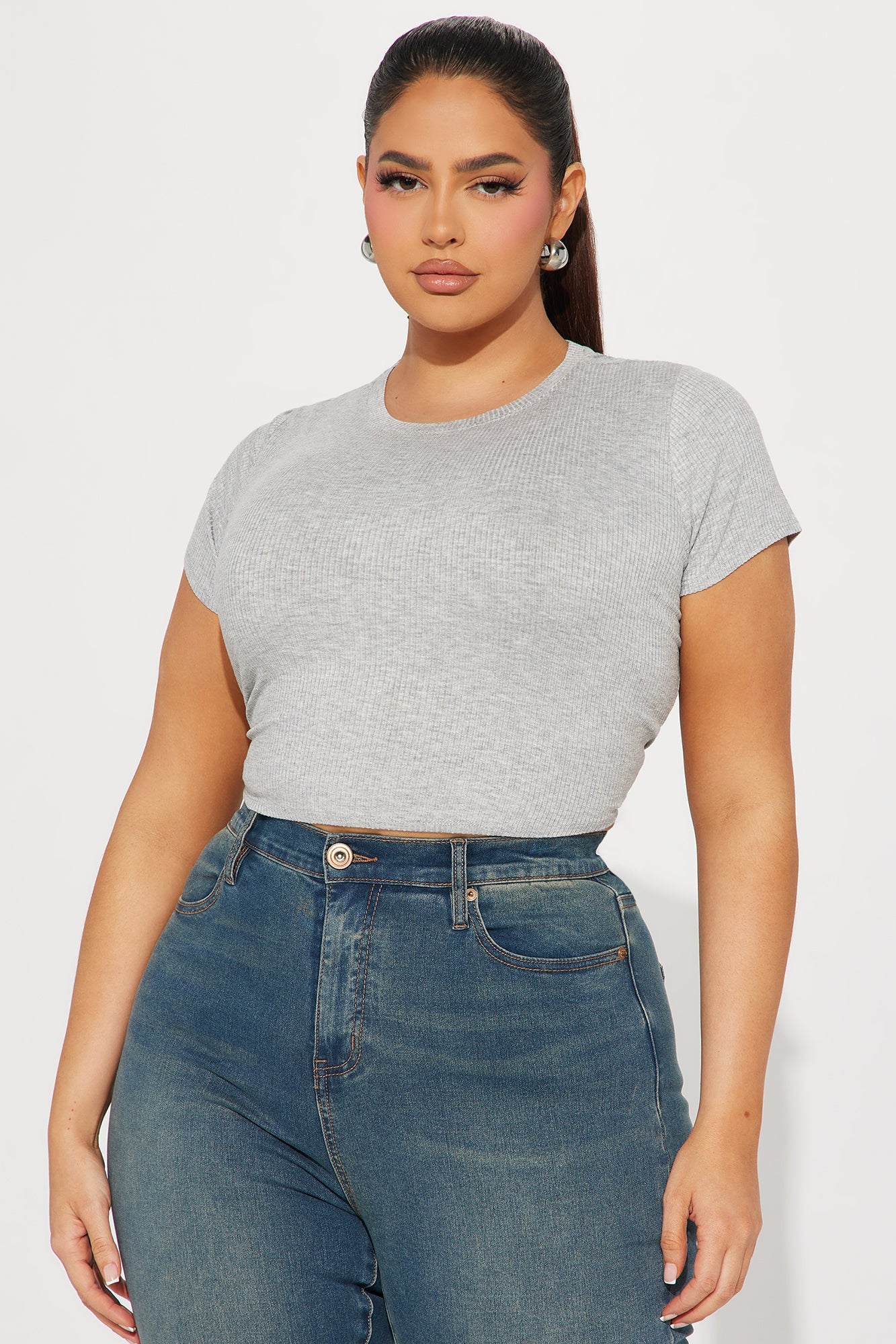 Serai Crew Neck Top - Heather Grey