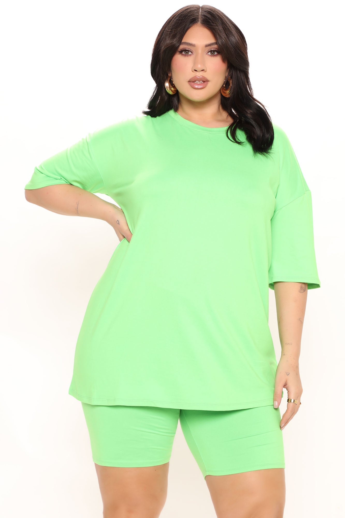 Weekend Vibes Short Set - Lime