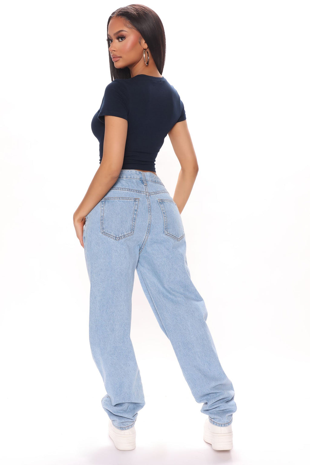 Kaitlyn V Neck Crop Top - Navy