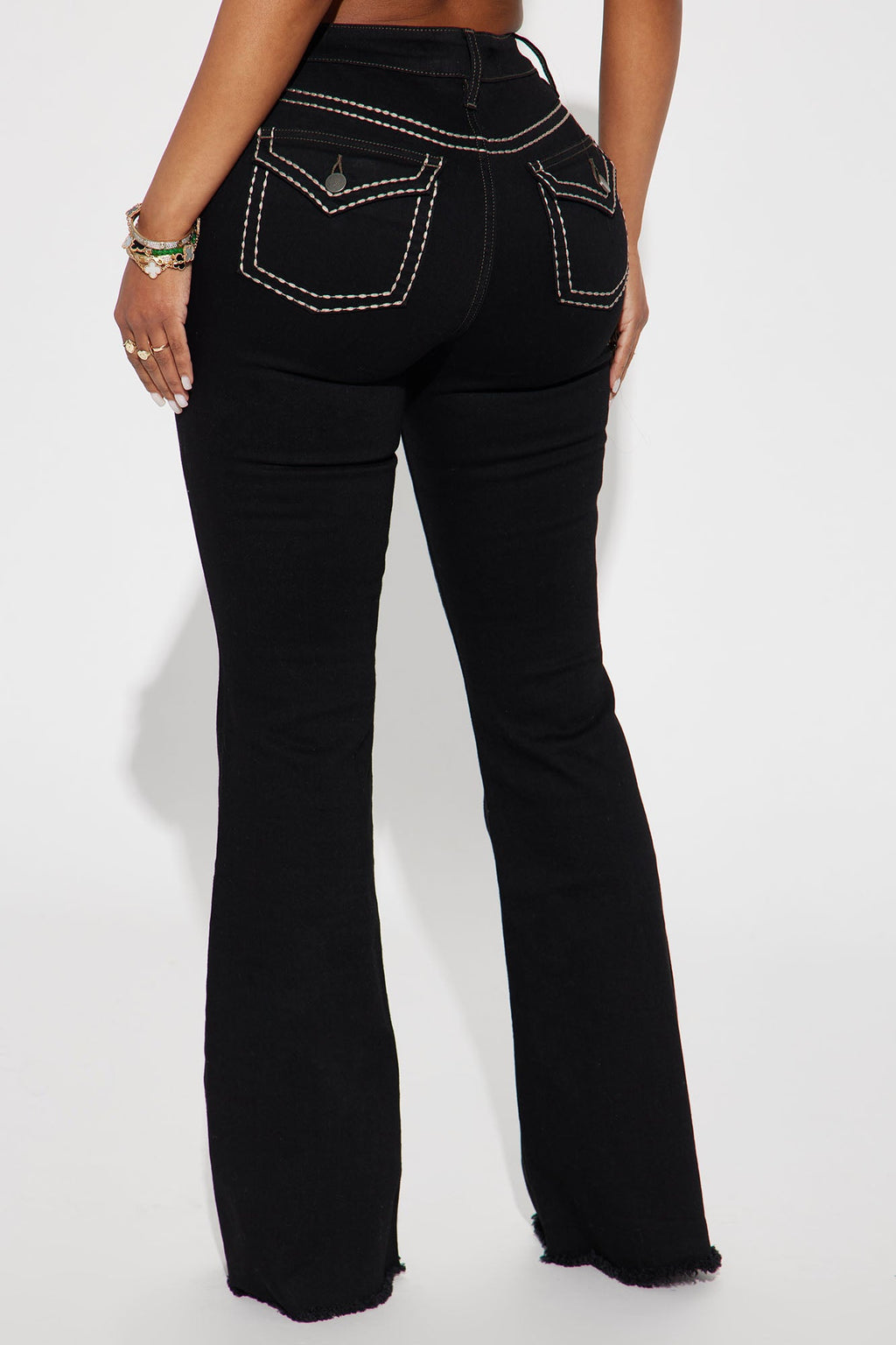 Dallas Mid Rise Stretch Flare Jeans - Black