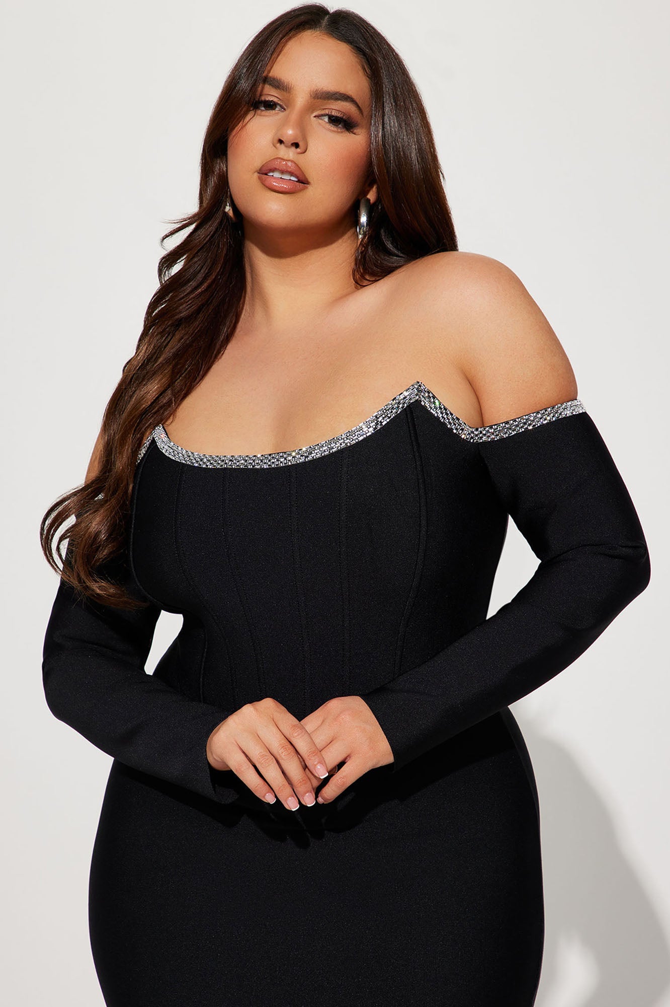 Shaken Not Stirred Bandage Midi Dress - Black