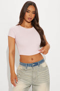 Raven Ribbed Short Sleeve Baby Tee - Pink