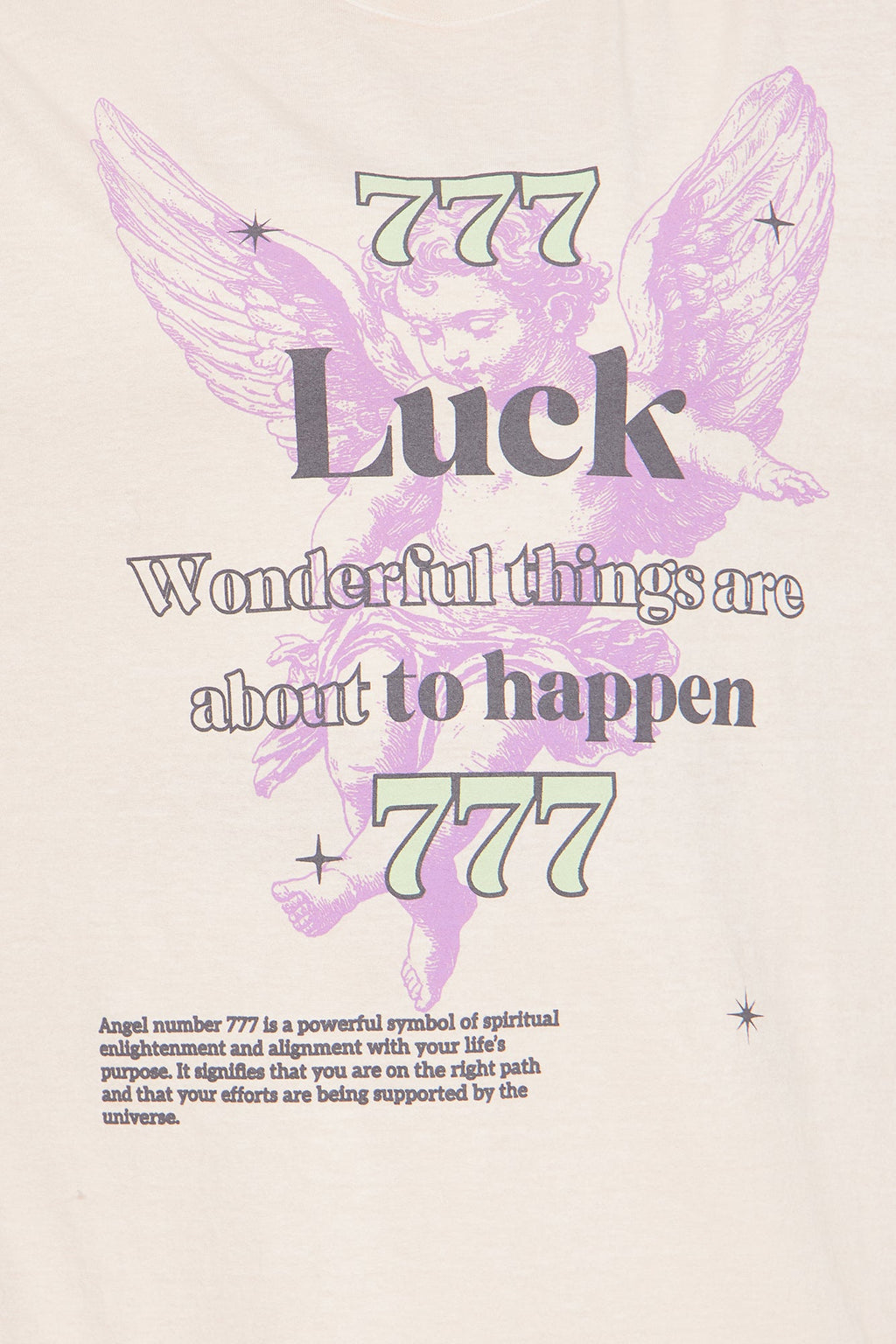 Angel Luck 777 Washed Oversized Tee - Natural